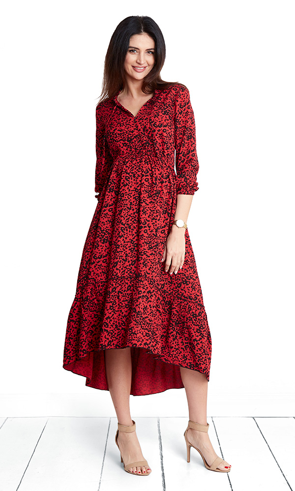 Tehotenské šaty Leopard red dress (d1044a)