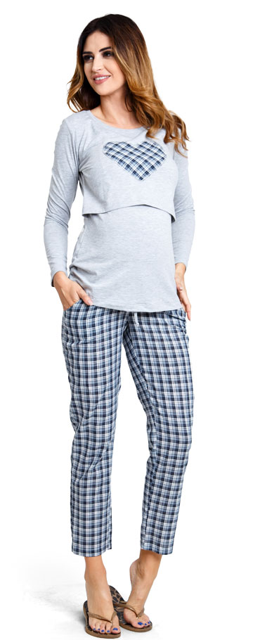 Tehotenské pyžamo Checky pijama (u053)